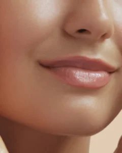 Depilación láser en labio superior en mujer mostrando área específica del tratamiento