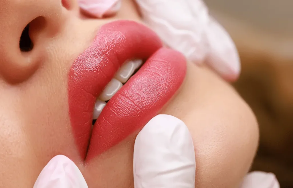 Depilación láser en labio superior en mujer con equipo profesional especializado