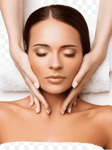 Masaje Kobido facial en mujer con técnica japonesa de presión y modelado profesional