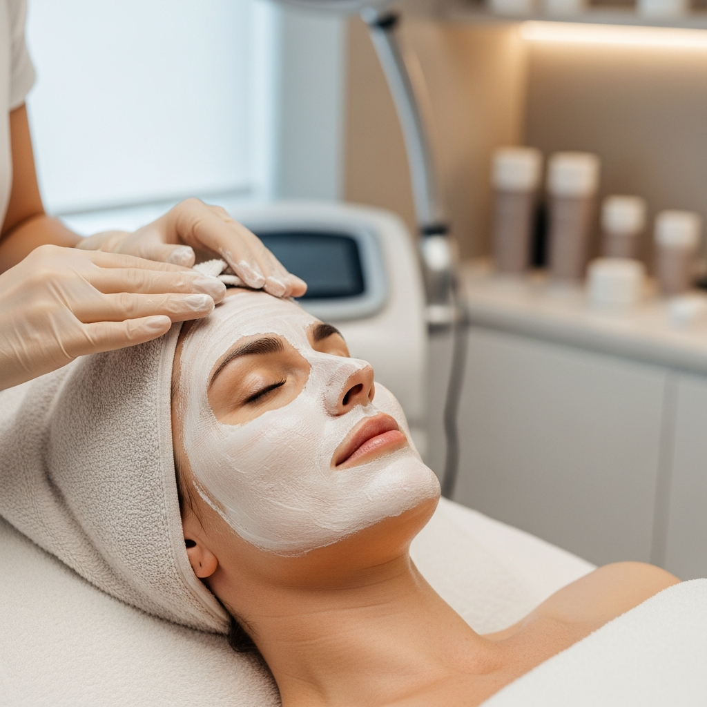Sala de tratamiento moderna en clínica estética en Murcia para higiene facial.