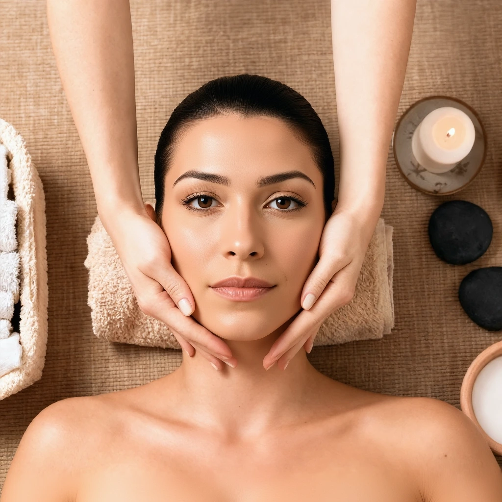 Antes y después de masaje Kobido con mejora visible del tono facial.