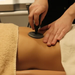 Aplicación del dispositivo de radiofrecuencia corporal para tonificación y remodelación.