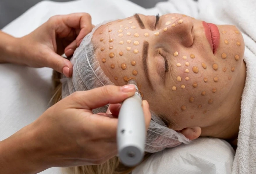 Aplicación de vitaminas y sérums en un tratamiento glow facial para potenciar luminosidad.